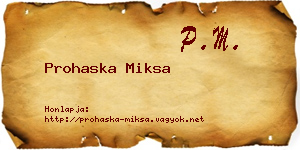 Prohaska Miksa névjegykártya